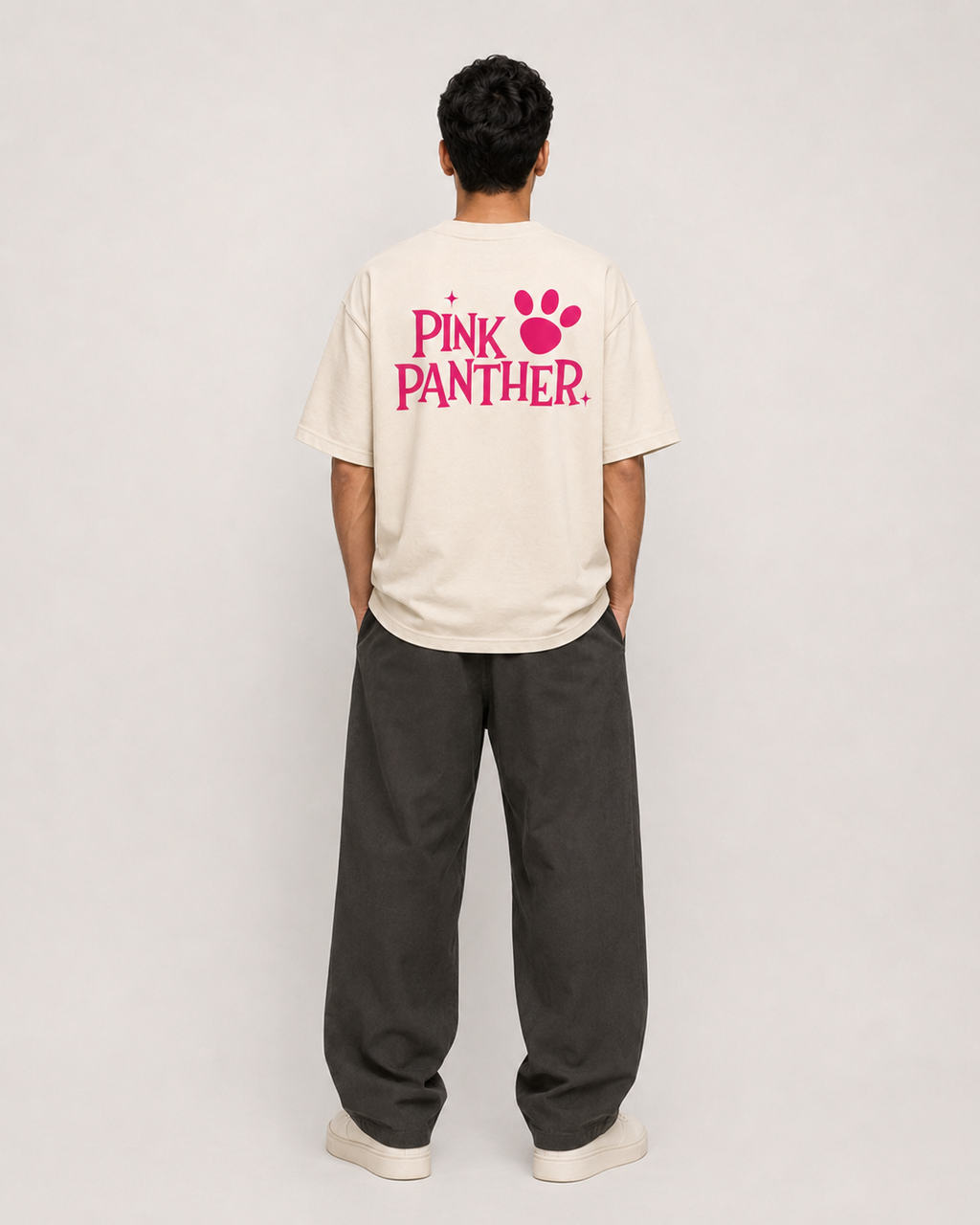 Pink Panther Graphic Oversized T-Shirt – Beige