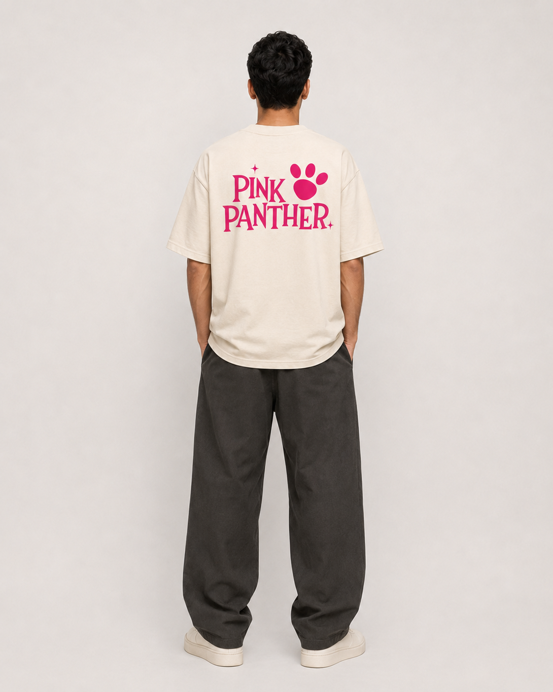 Pink Panther Graphic Oversized T-Shirt – Beige