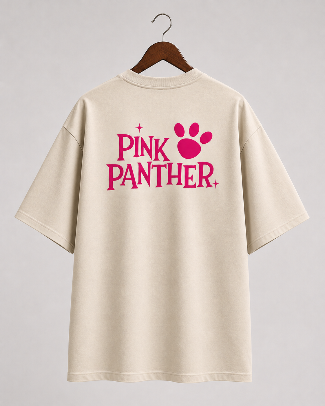 Pink Panther Graphic Oversized T-Shirt – Beige
